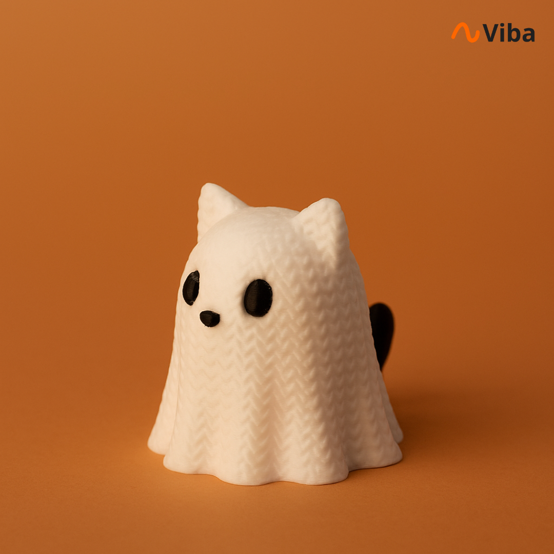 Miniatura Gato Fantasma Tricotado - Halloween 2025