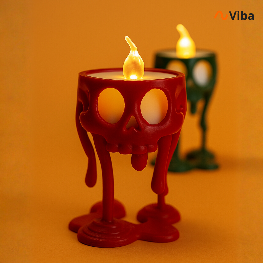 Luminária Decorativa Crânio Derretido - Halloween 2025