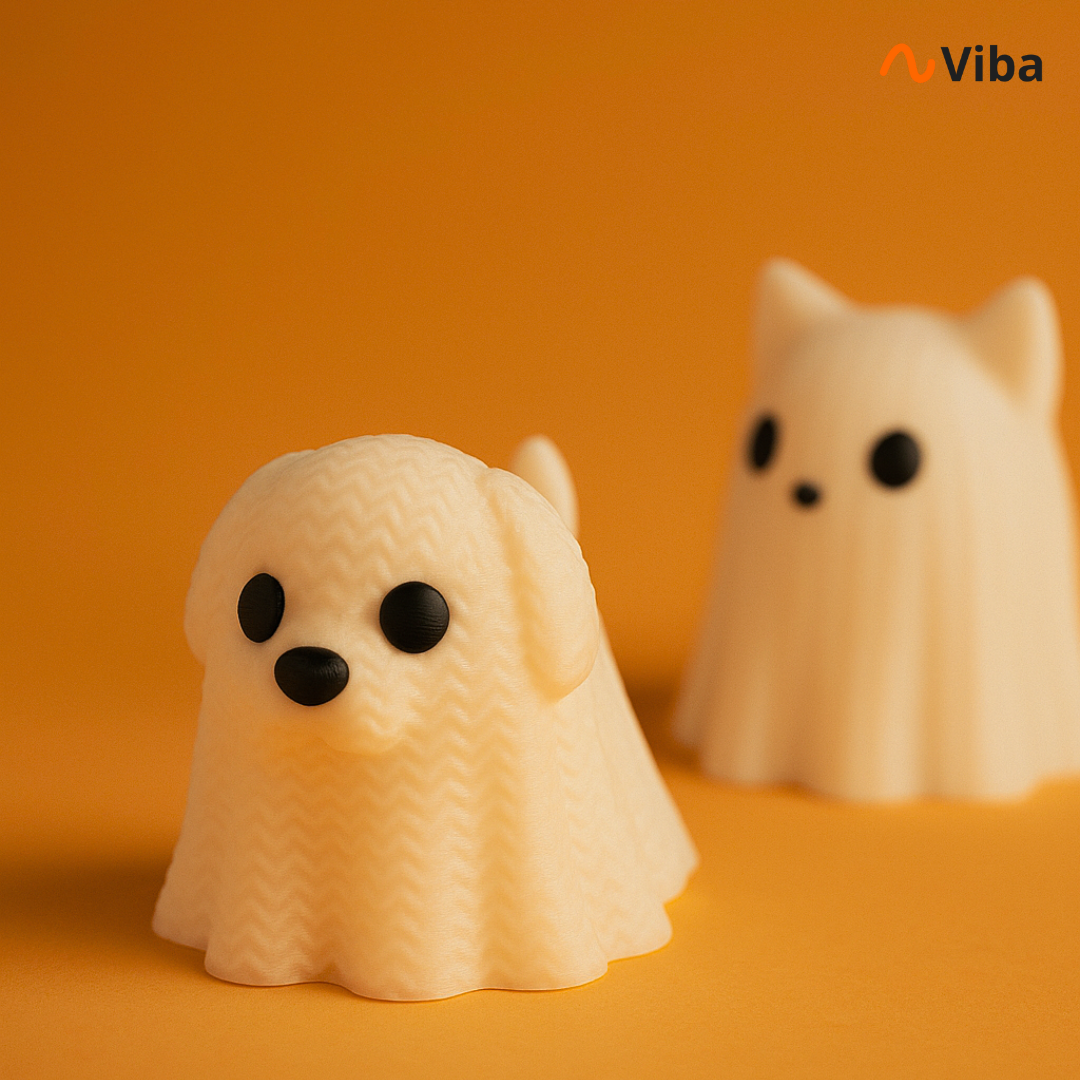 Miniatura Cachorro Fantasma Tricotado - Halloween 2025