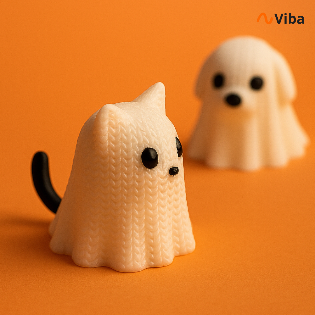 Miniatura Gato Fantasma Tricotado - Halloween 2025